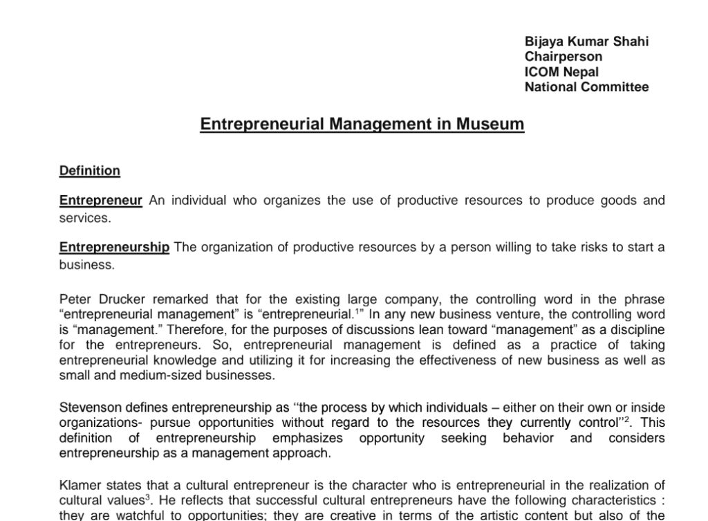Entrepreneurial Management in Museum Thumbnail